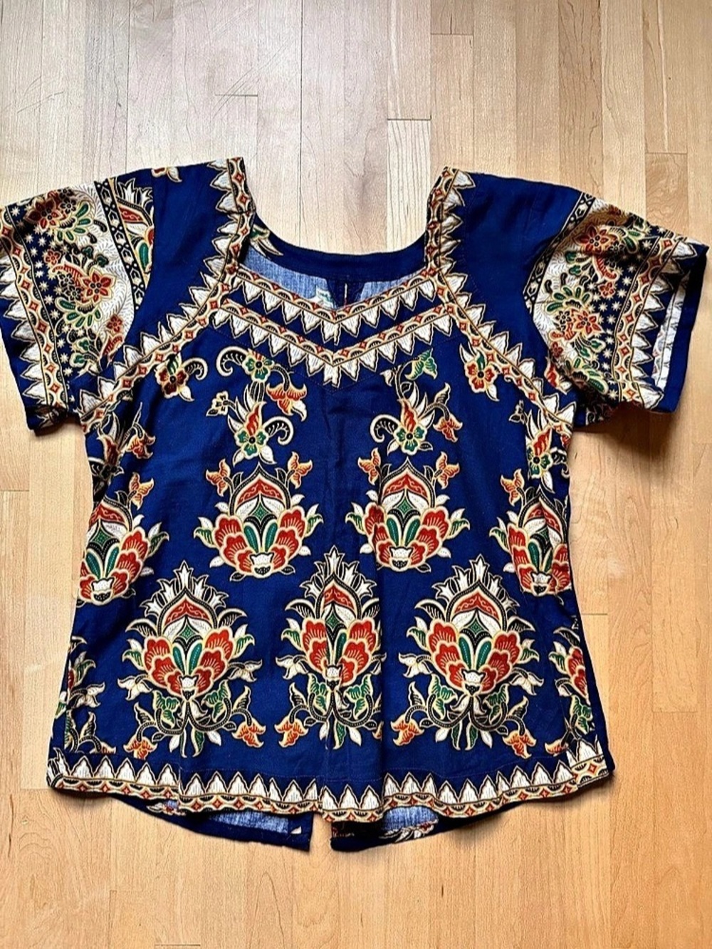 Floral Short Sleeve Blouse in Blue